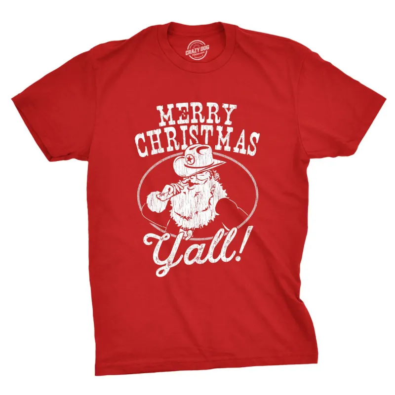 Merry Christmas Y'all Santa Men's T Shirt sold by Crazy Dog T-Shirts