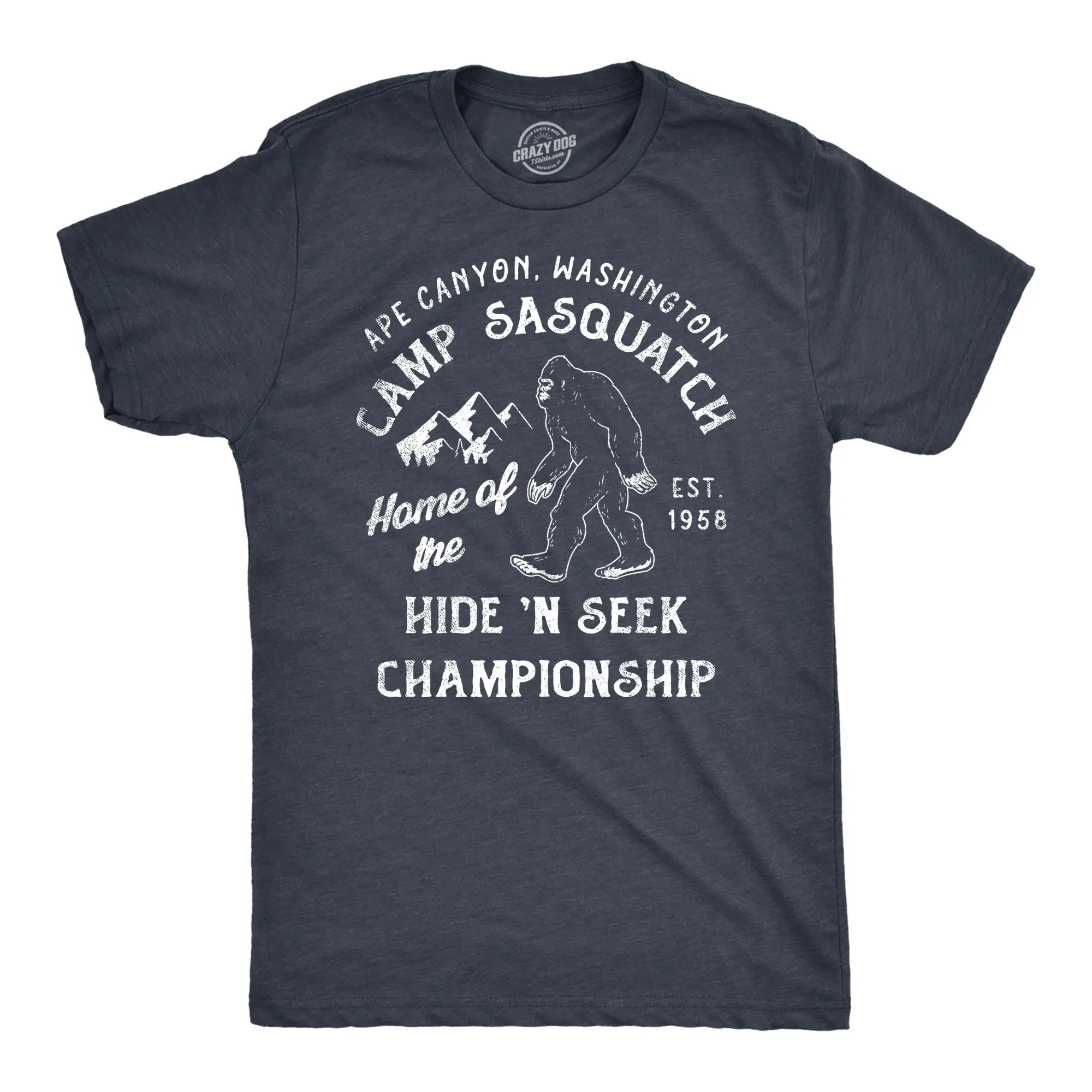 Camp Sasquatch Home Of The Hide And Seek Championship Men's T Shirt sold by Crazy Dog T-Shirts