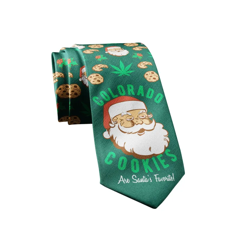 Colorado Cookies Are Santa's Favorite Neck Tie Tie sold by Crazy Dog T-Shirts