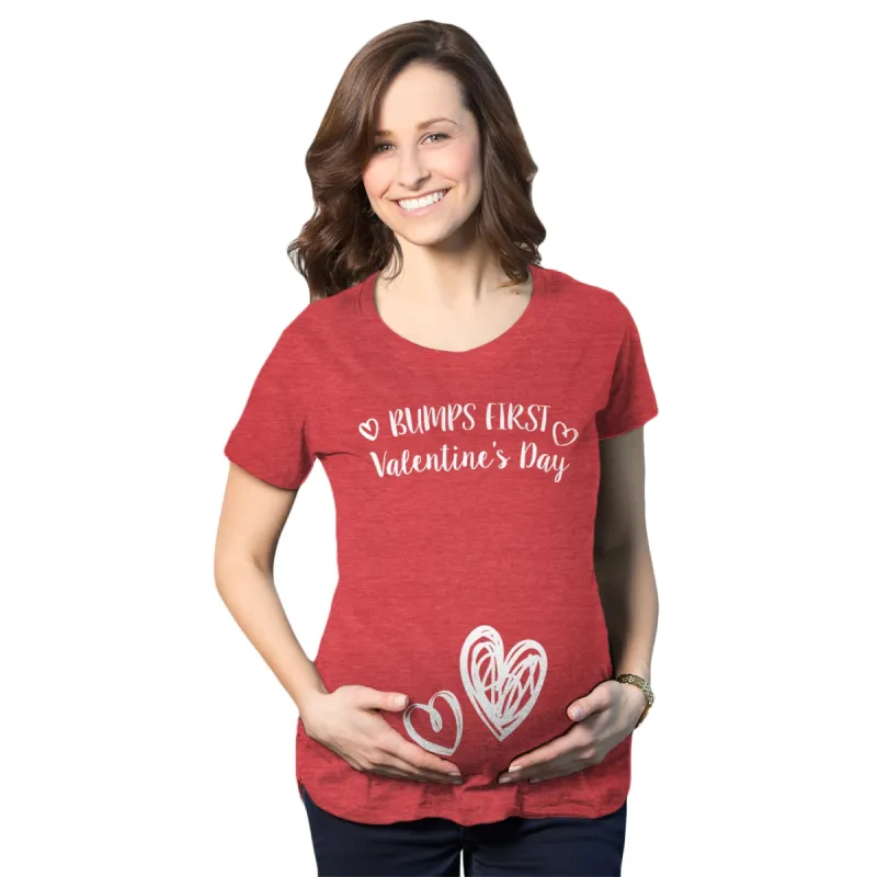 Bump's First Valentine's Day Maternity T Shirt sold by Crazy Dog T-Shirts