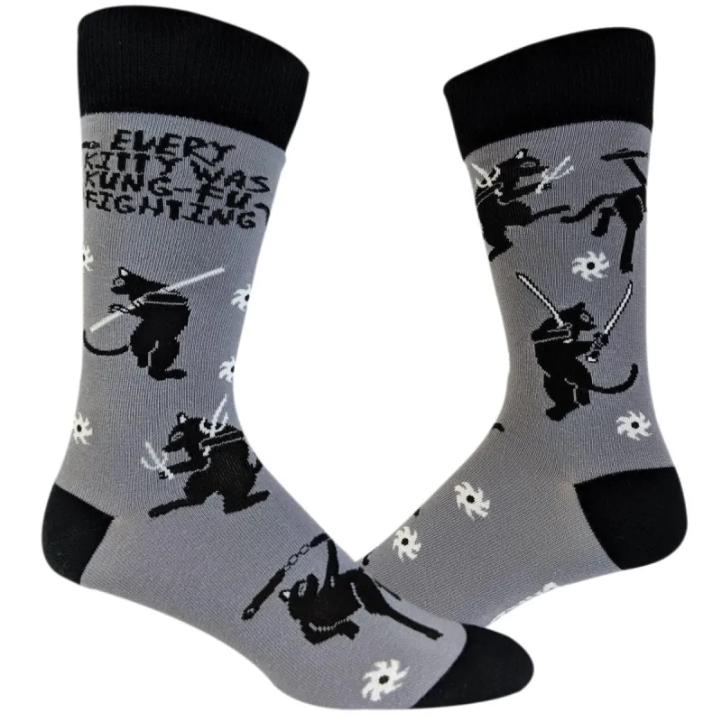 Mens Every Kitty Was Kung-Fu Fighting Socks sold by Crazy Dog T-Shirts
