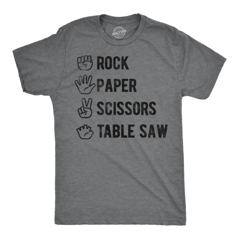 Rock Paper Scissors Table Saw Men's T Shirt sold by Crazy Dog T-Shirts