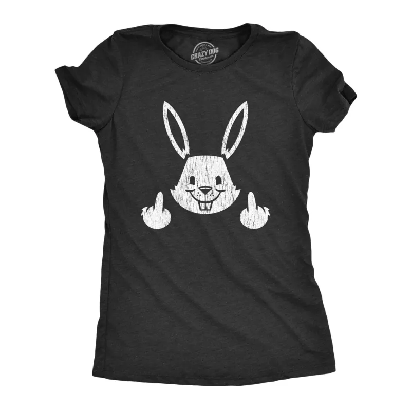 Bunny Flipping The Bird Women's T Shirt sold by Crazy Dog T-Shirts