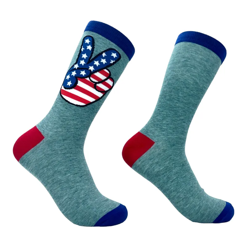 Men's USA Peace Hands Socks sold by Crazy Dog T-Shirts