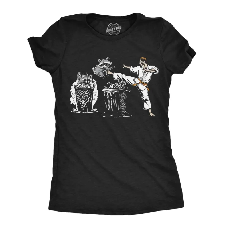 Karate Kicking Raccoon Women's T Shirt sold by Crazy Dog T-Shirts