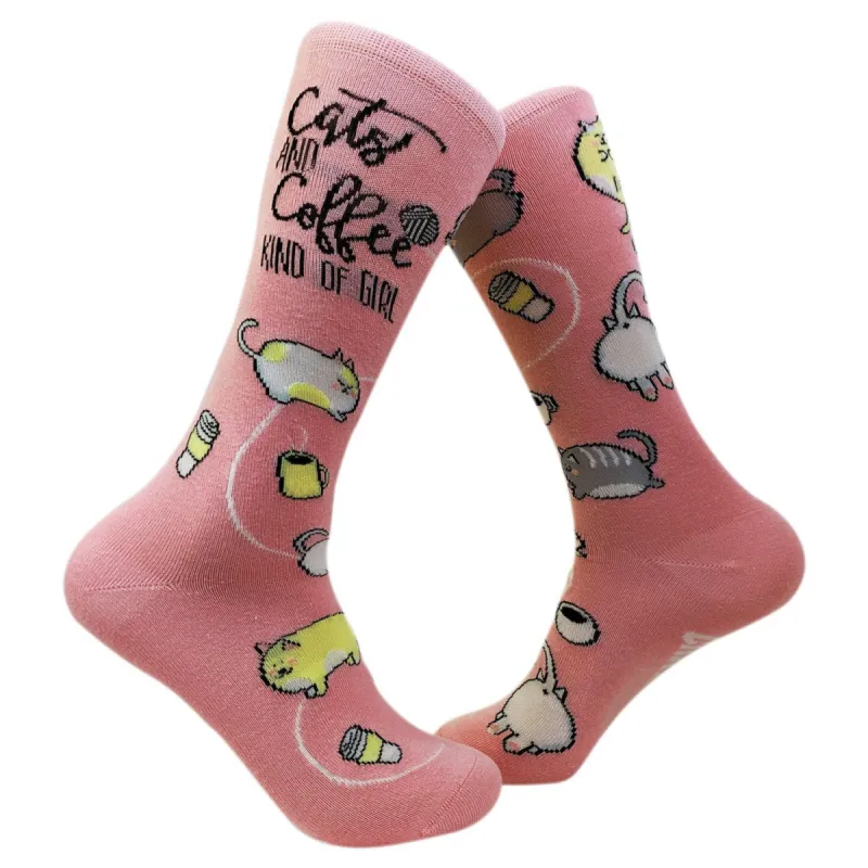 Women Cats And Coffee Kind Of Girl Socks sold by Crazy Dog T-Shirts