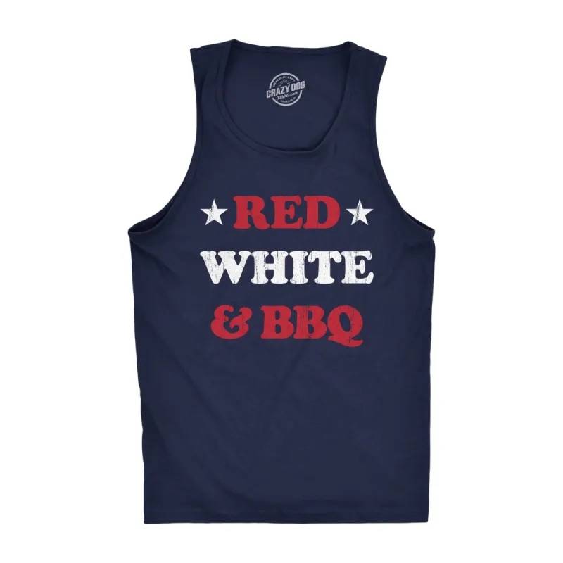 Red White And BBQ Men's Tank Top sold by Crazy Dog T-Shirts