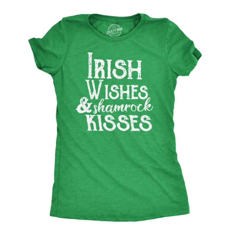 Irish Wishes And Shamrock Kisses Women's T Shirt sold by Crazy Dog T-Shirts