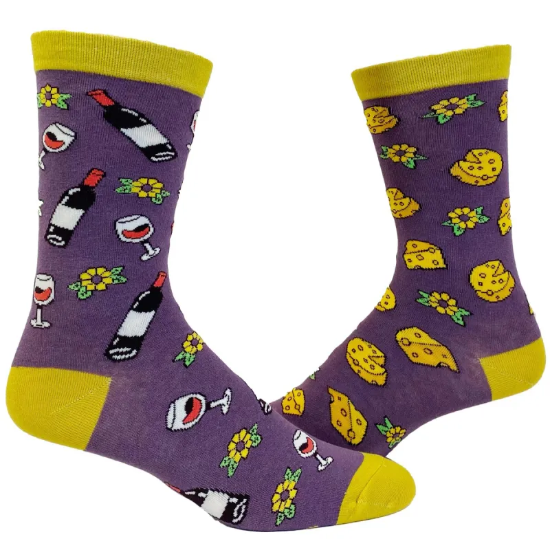Womens Wine And Cheese Socks sold by Crazy Dog T-Shirts