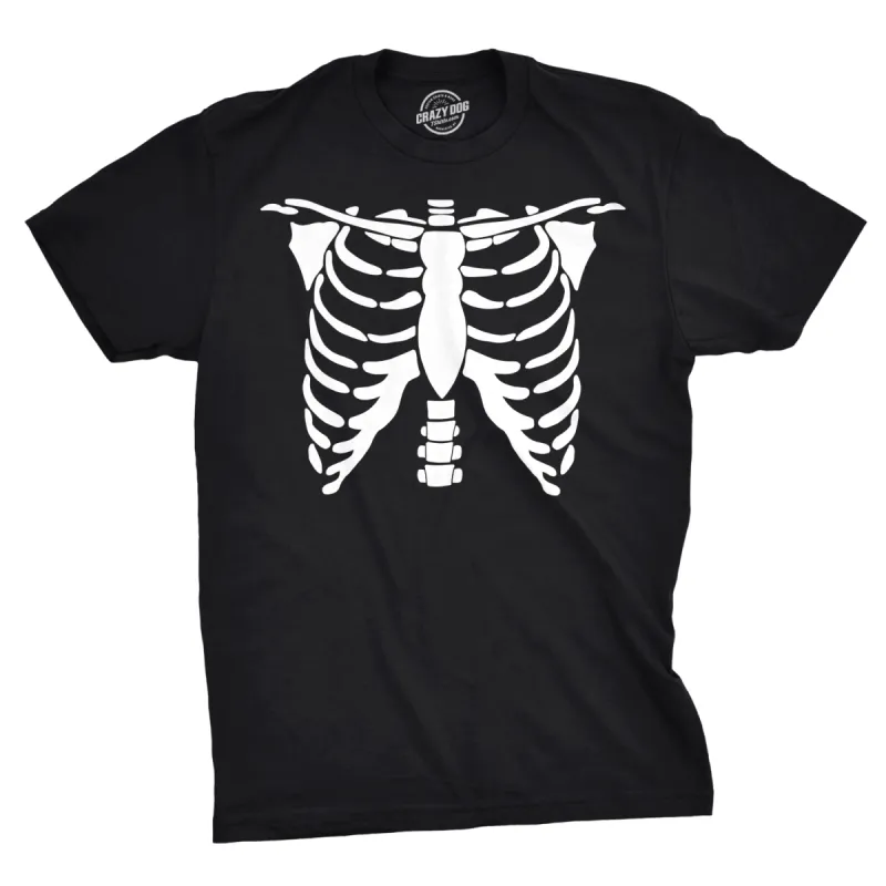 White Skeleton Rib Cage Men's T Shirt sold by Crazy Dog T-Shirts