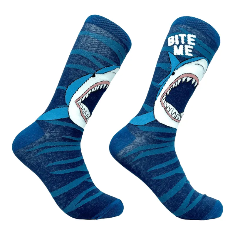 Men's Bite Me Shark Socks sold by Crazy Dog T-Shirts