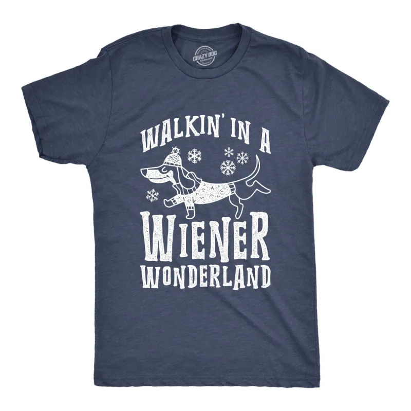 Walkin In A Wiener Wonderland Men's T Shirt sold by Crazy Dog T-Shirts