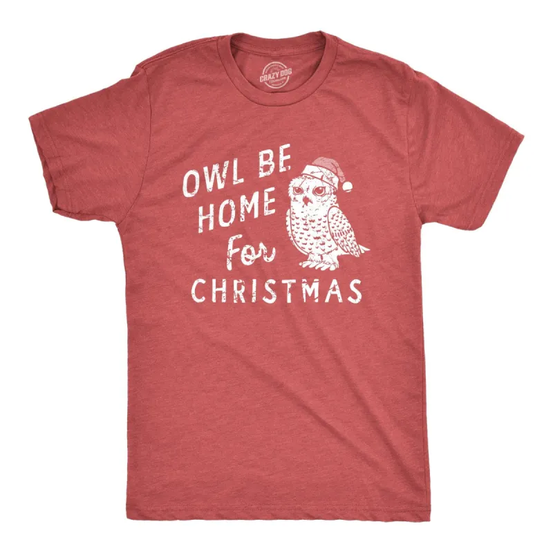 Owl Be Home For Christmas Men's T Shirt sold by Crazy Dog T-Shirts