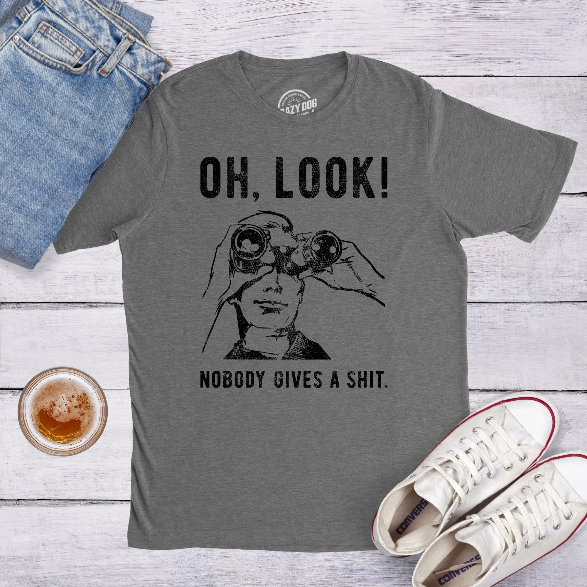 Oh Look Nobody Gives A Shit Men's T Shirt sold by Crazy Dog T-Shirts product image thumbnail 3