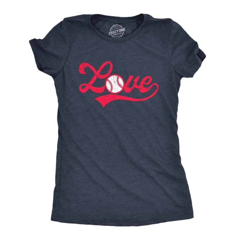 Love Baseball Script Women's T Shirt sold by Crazy Dog T-Shirts