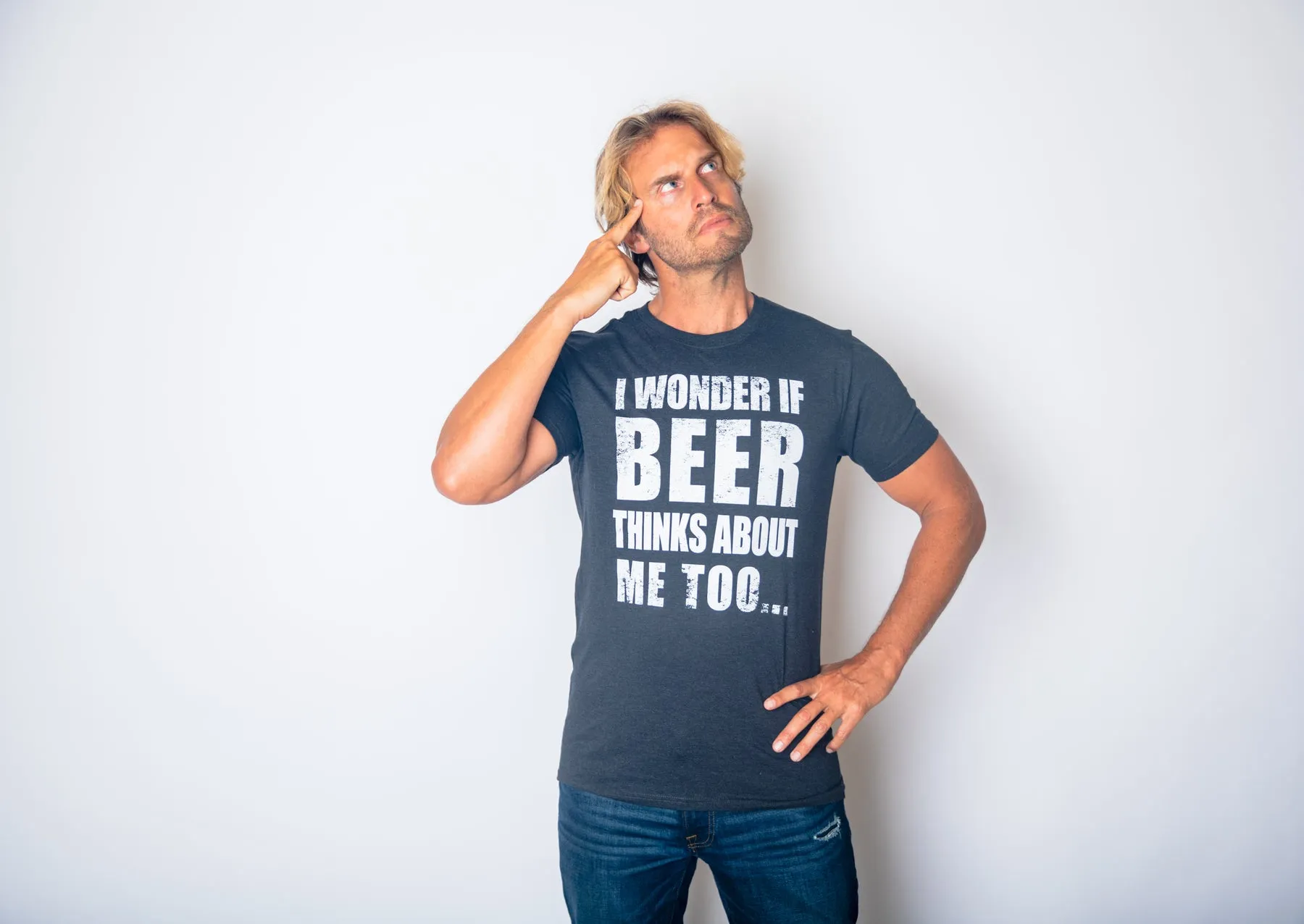 Wonder if Beer Thinks About Me Men's T Shirt sold by Crazy Dog T-Shirts product image thumbnail 2