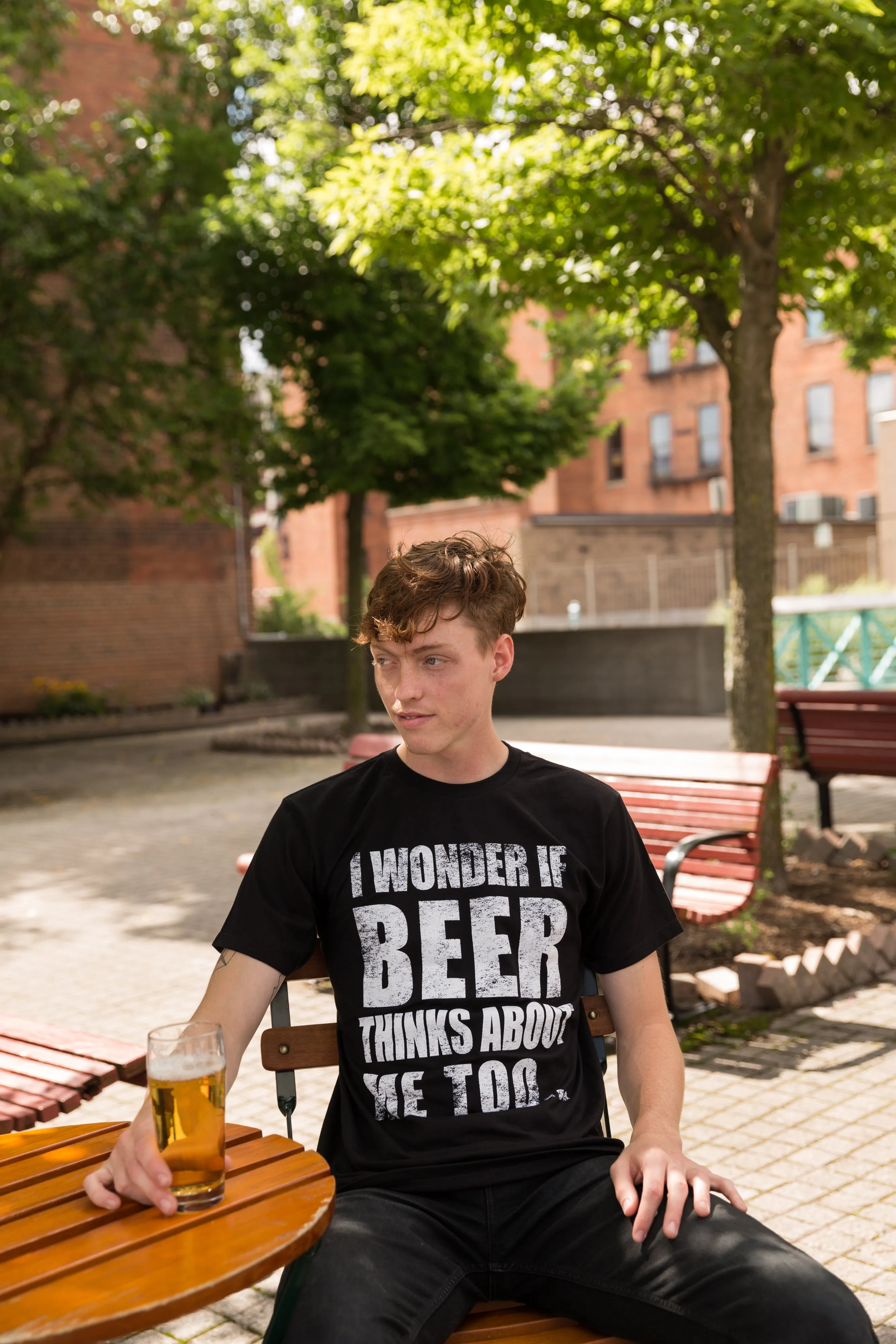Wonder if Beer Thinks About Me Men's T Shirt sold by Crazy Dog T-Shirts product image thumbnail 3