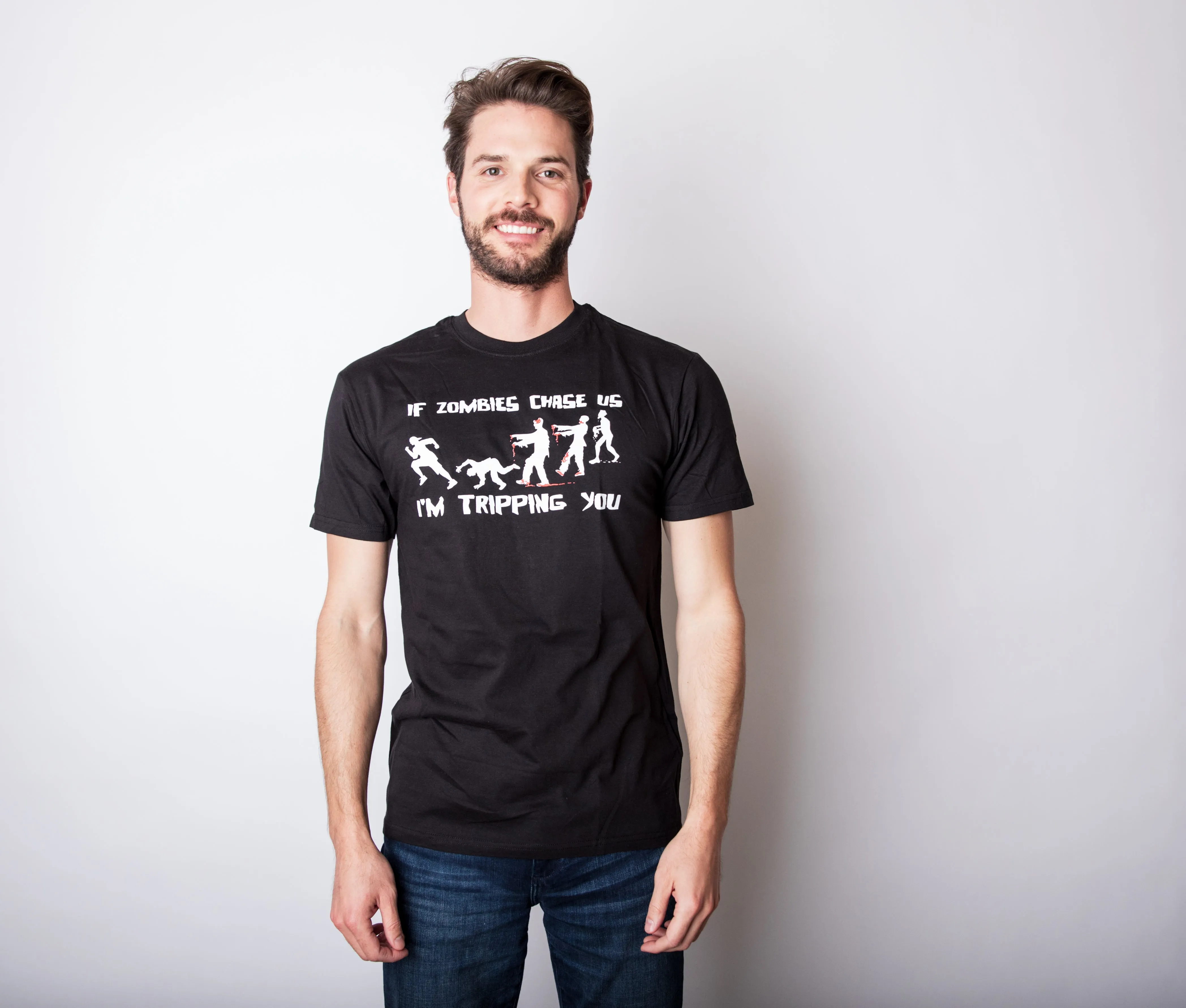 If Zombies Chase Us I'm Tripping You Men's T Shirt sold by Crazy Dog T-Shirts product image thumbnail 2