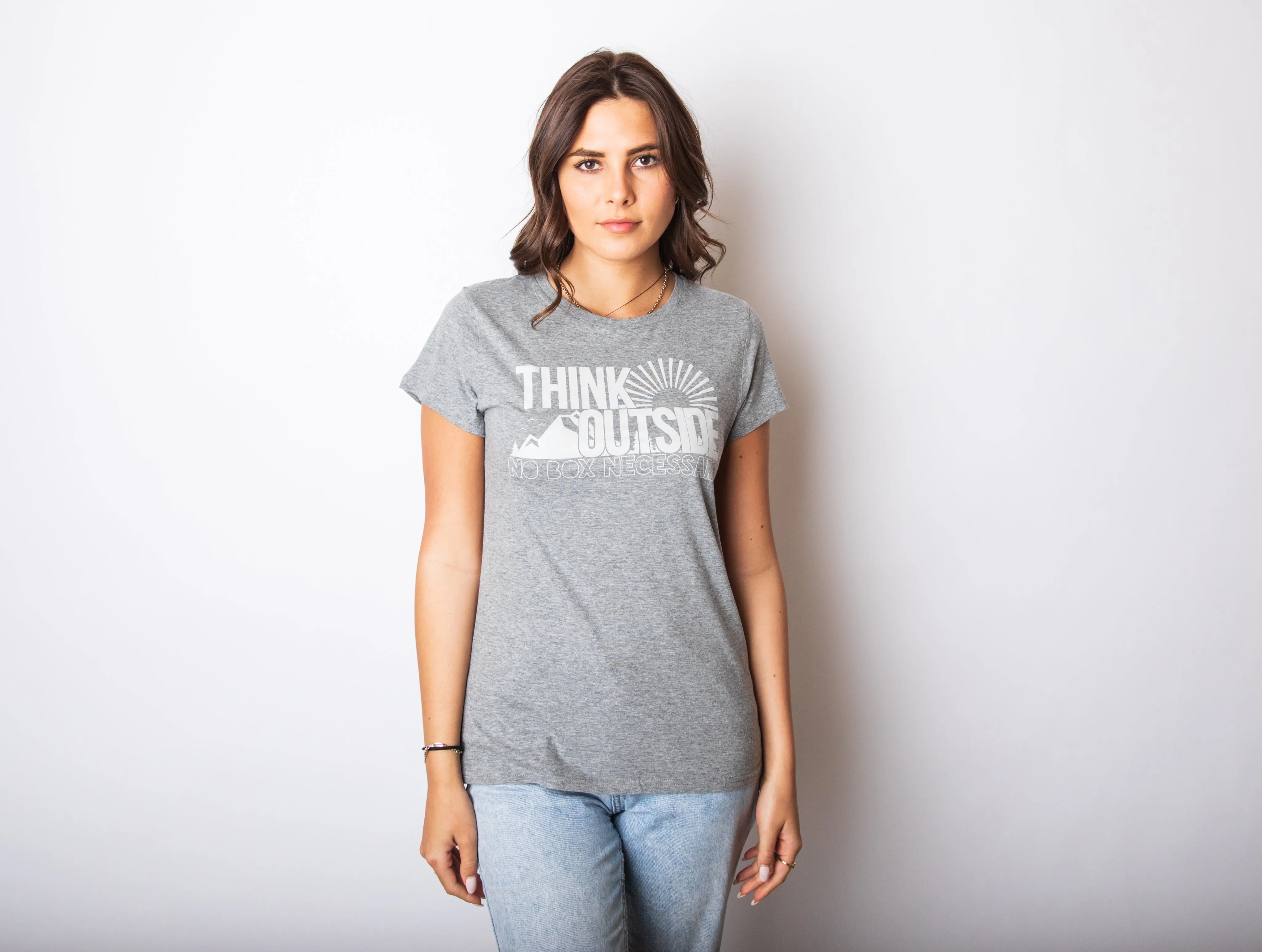 Think Outside No Box Necessary Women's T Shirt sold by Crazy Dog T-Shirts product image thumbnail 2