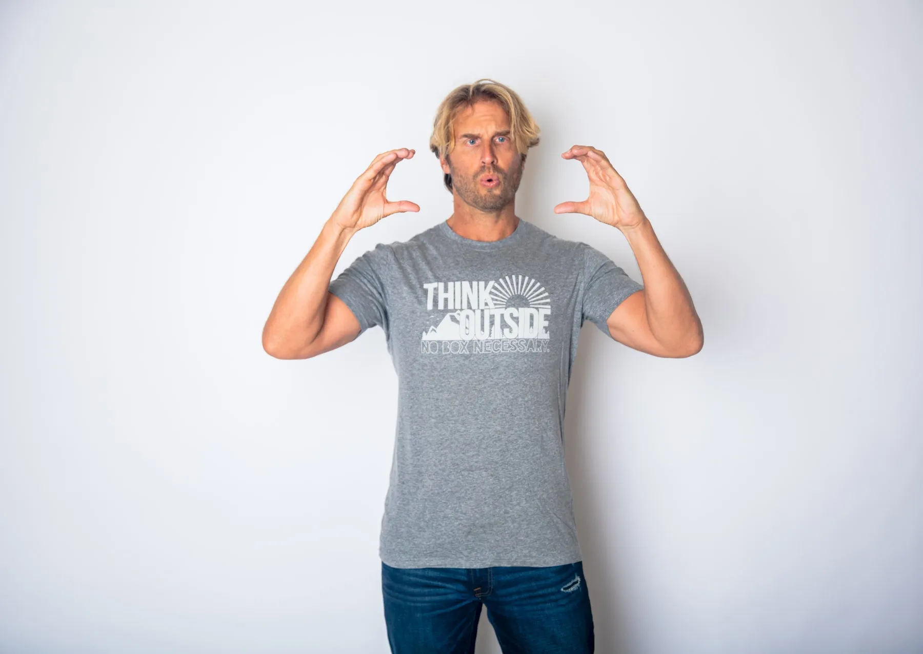 Think Outside No Box Necessary Men's T Shirt sold by Crazy Dog T-Shirts product image thumbnail 2