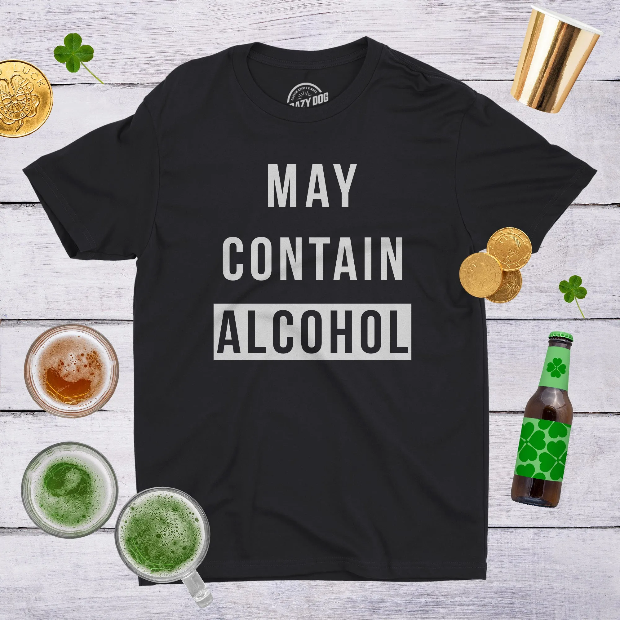 May Contain Alcohol Men's T Shirt sold by Crazy Dog T-Shirts product image thumbnail 3