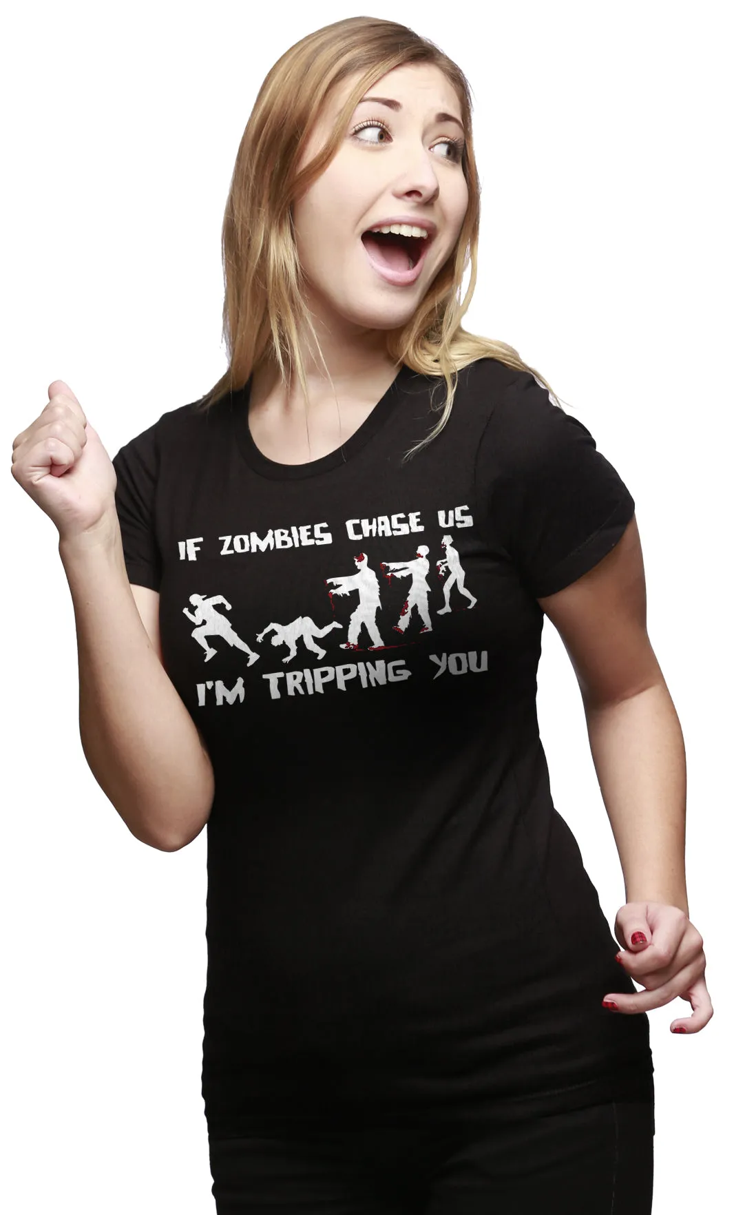 If Zombies Chase Us I'm Tripping You Women's T Shirt sold by Crazy Dog T-Shirts product image thumbnail 2
