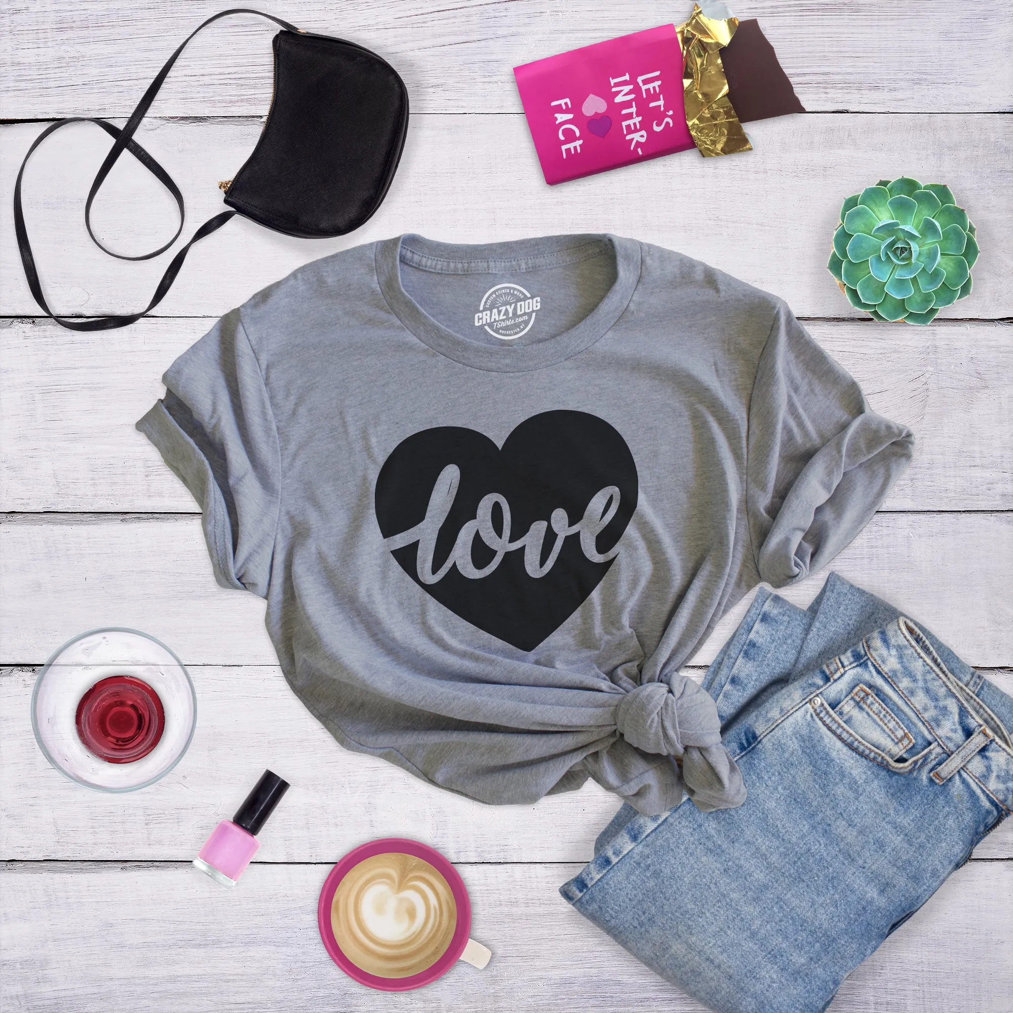 Love Heart Script Women's T Shirt sold by Crazy Dog T-Shirts product image thumbnail 3