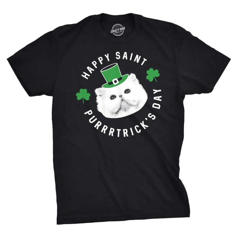Happy St. Purrtrick's Day Men's T Shirt sold by Crazy Dog T-Shirts