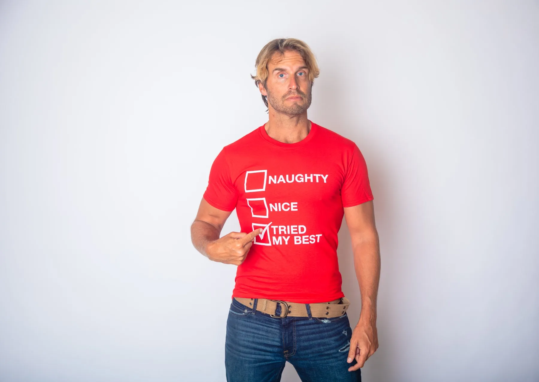 Naughty List Nice List Tried My Best Men's T Shirt sold by Crazy Dog T-Shirts product image thumbnail 2