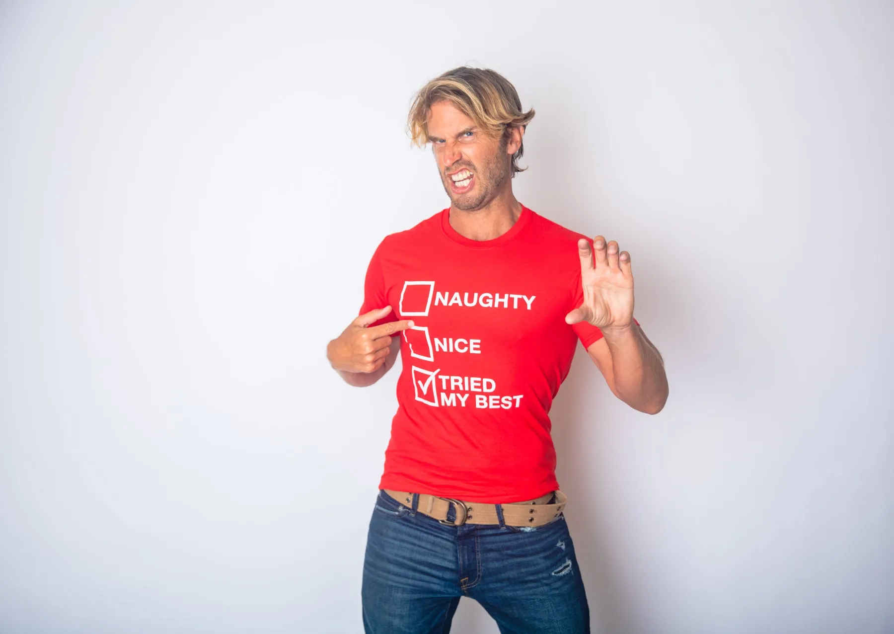 Naughty List Nice List Tried My Best Men's T Shirt sold by Crazy Dog T-Shirts product image thumbnail 3