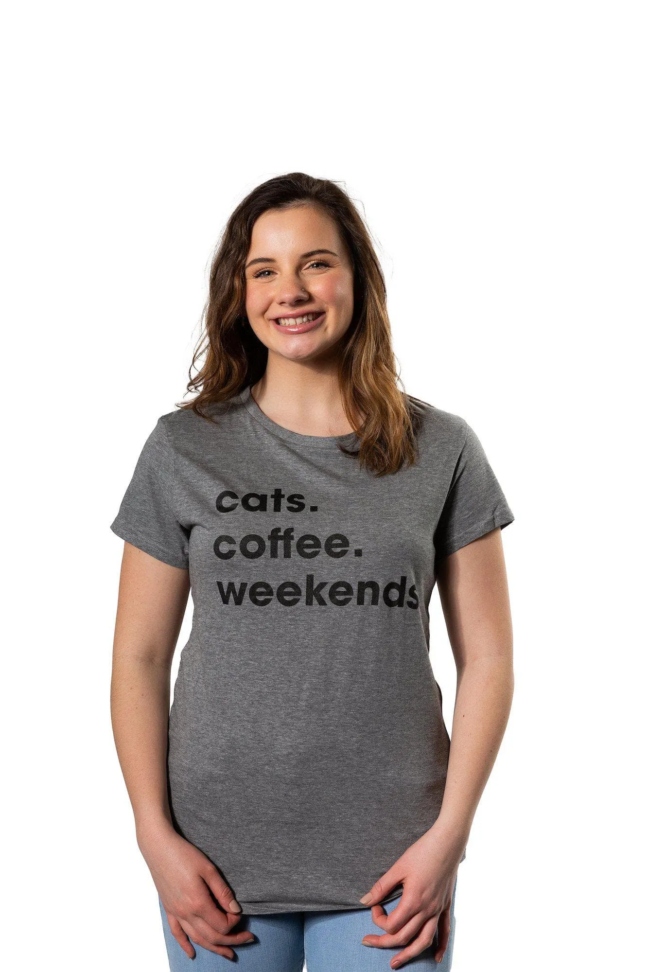 Cats Coffee Weekends Women's T Shirt sold by Crazy Dog T-Shirts product image thumbnail 3