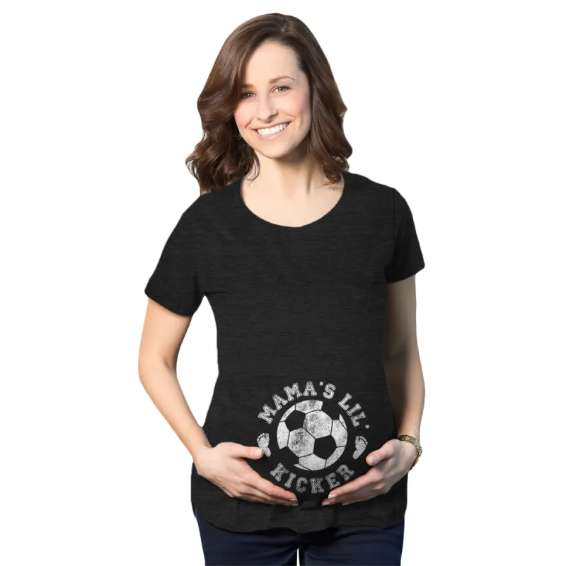 Mama's Little Kicker Soccer Maternity T Shirt sold by Crazy Dog T-Shirts