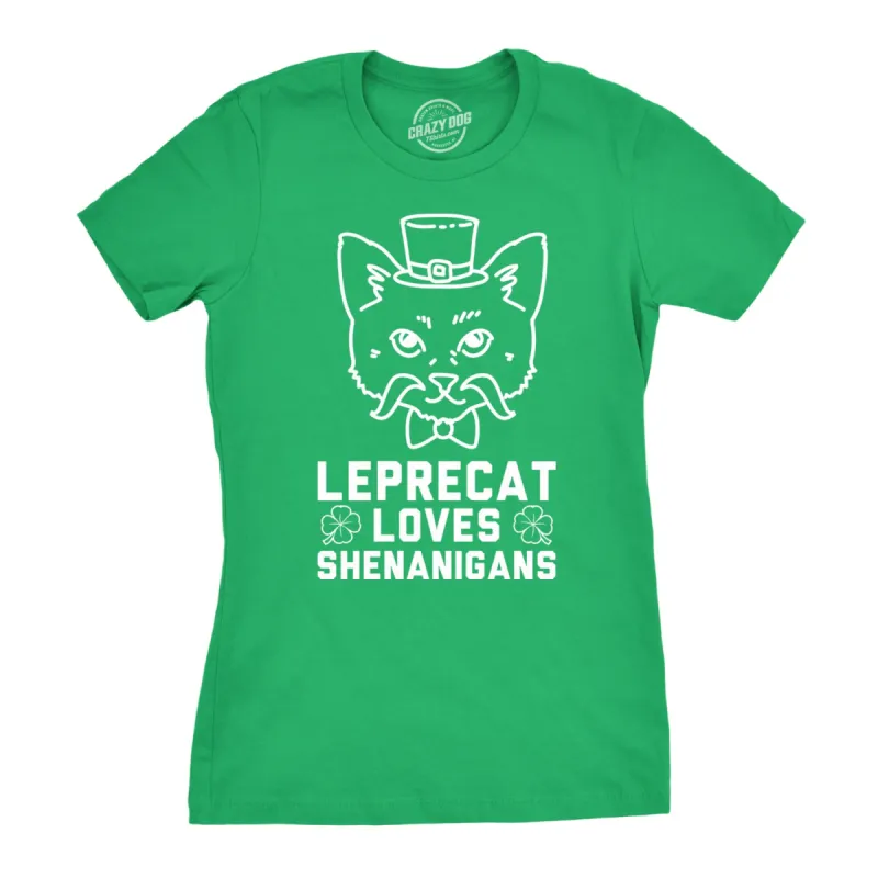 Leprecat Loves Shenanigans Women's T Shirt sold by Crazy Dog T-Shirts