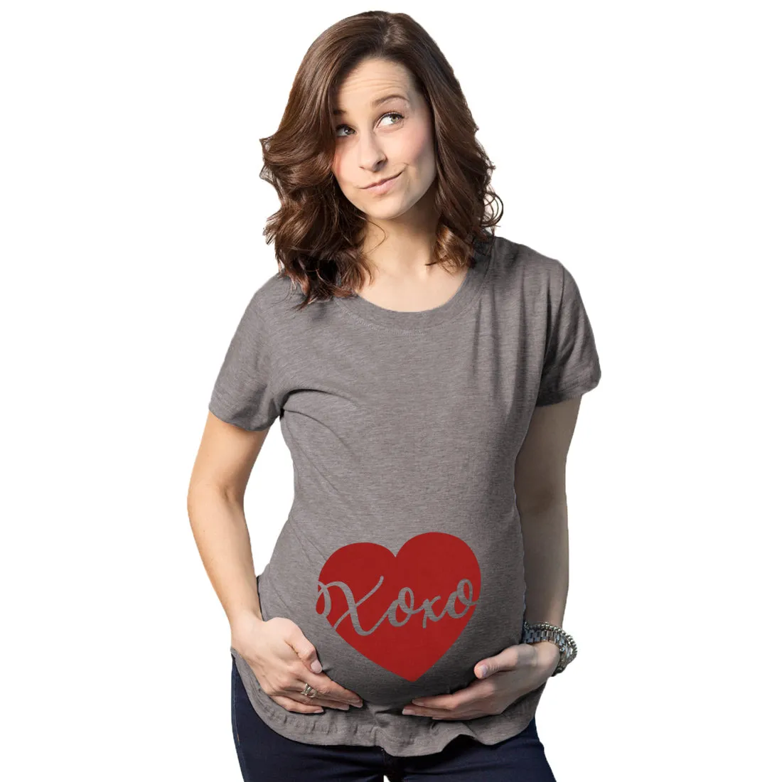 XOXO Script Heart Maternity T Shirt sold by Crazy Dog T-Shirts product image thumbnail 2