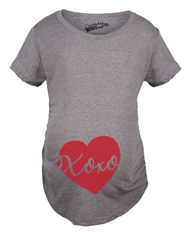 XOXO Script Heart Maternity T Shirt sold by Crazy Dog T-Shirts