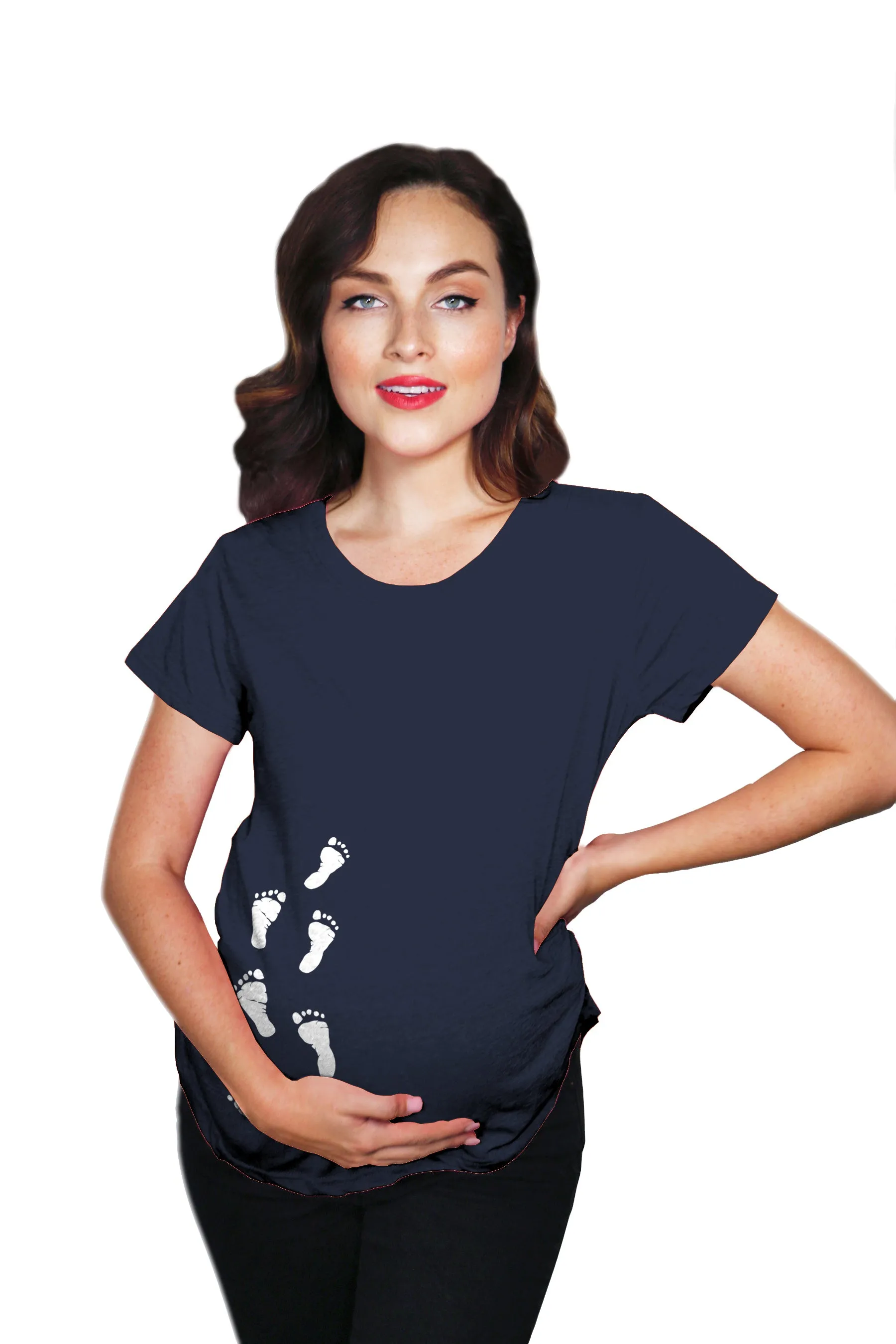 Footprints Maternity T Shirt sold by Crazy Dog T-Shirts product image thumbnail 2