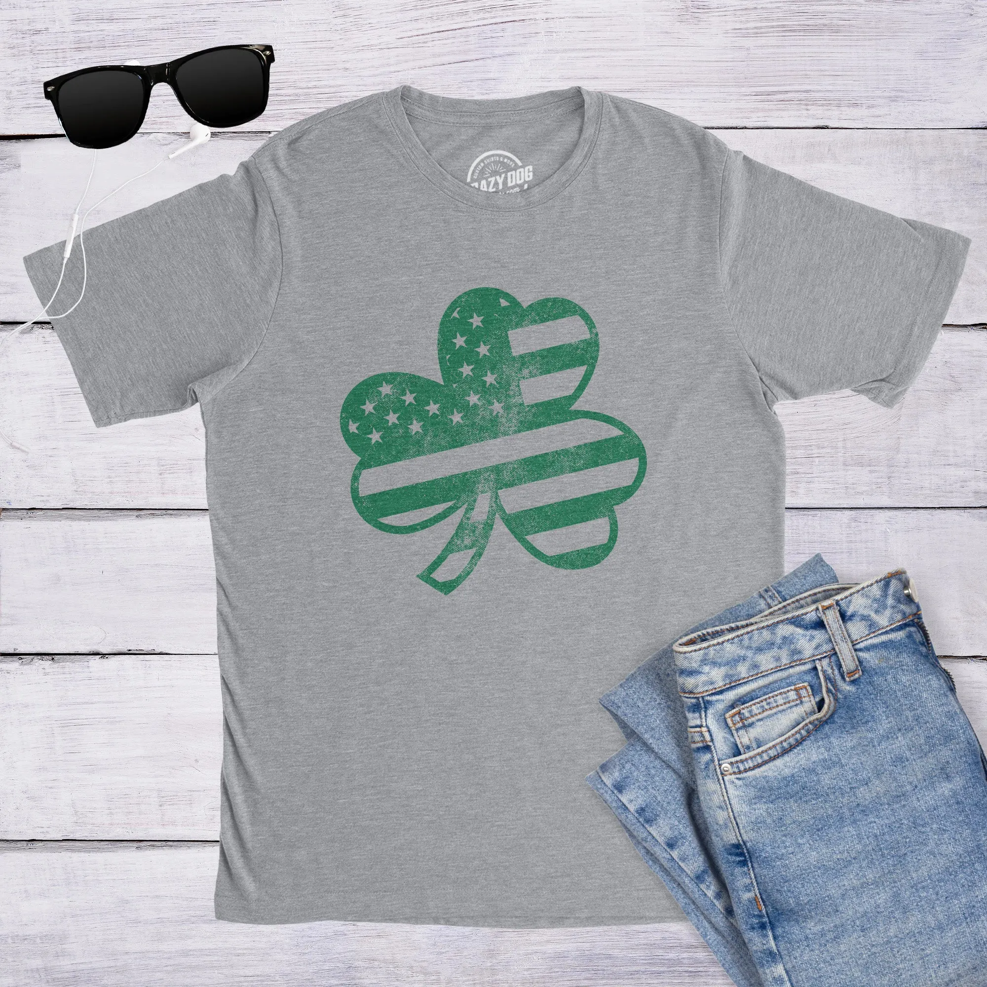 American Shamrock Men's T Shirt sold by Crazy Dog T-Shirts product image thumbnail 3