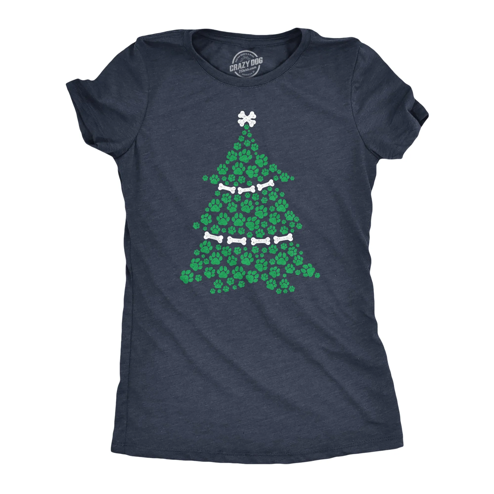 Dog Paw Christmas Tree Women's T Shirt sold by Crazy Dog T-Shirts