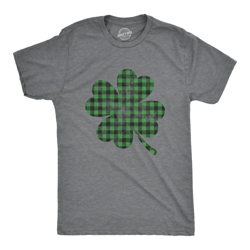 Buffalo Plaid Shamrock Men's T Shirt sold by Crazy Dog T-Shirts
