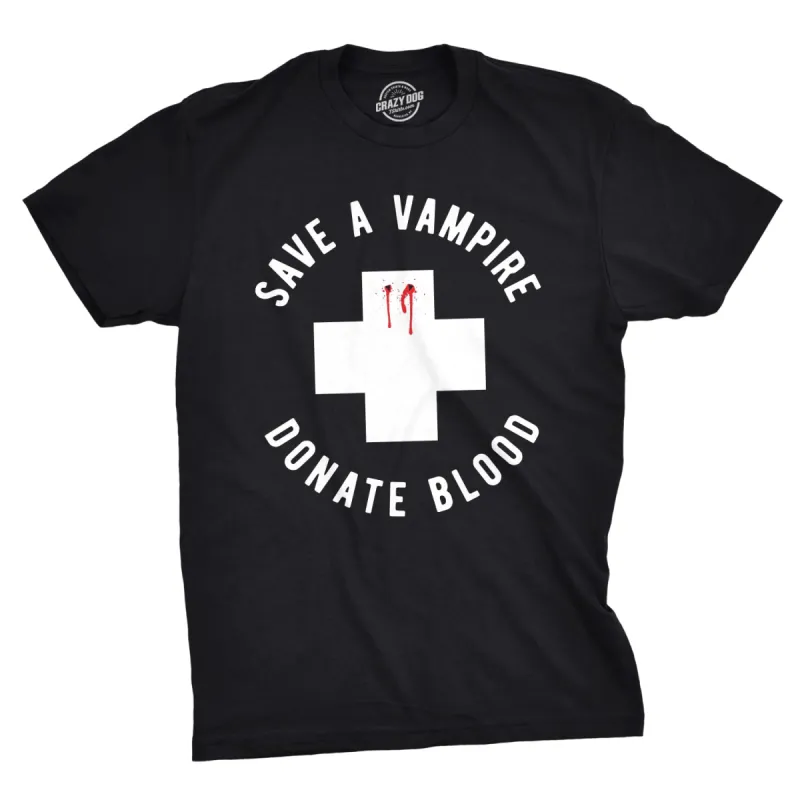 Save A Vampire Donate Blood Men's T Shirt sold by Crazy Dog T-Shirts