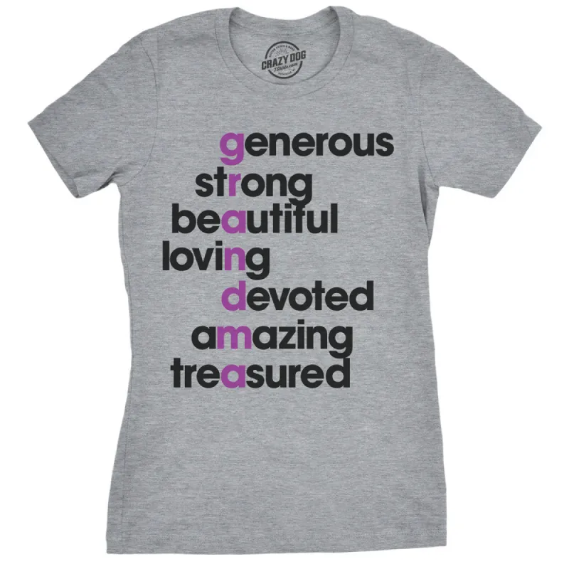 Grandma Letters Women's T Shirt sold by Crazy Dog T-Shirts