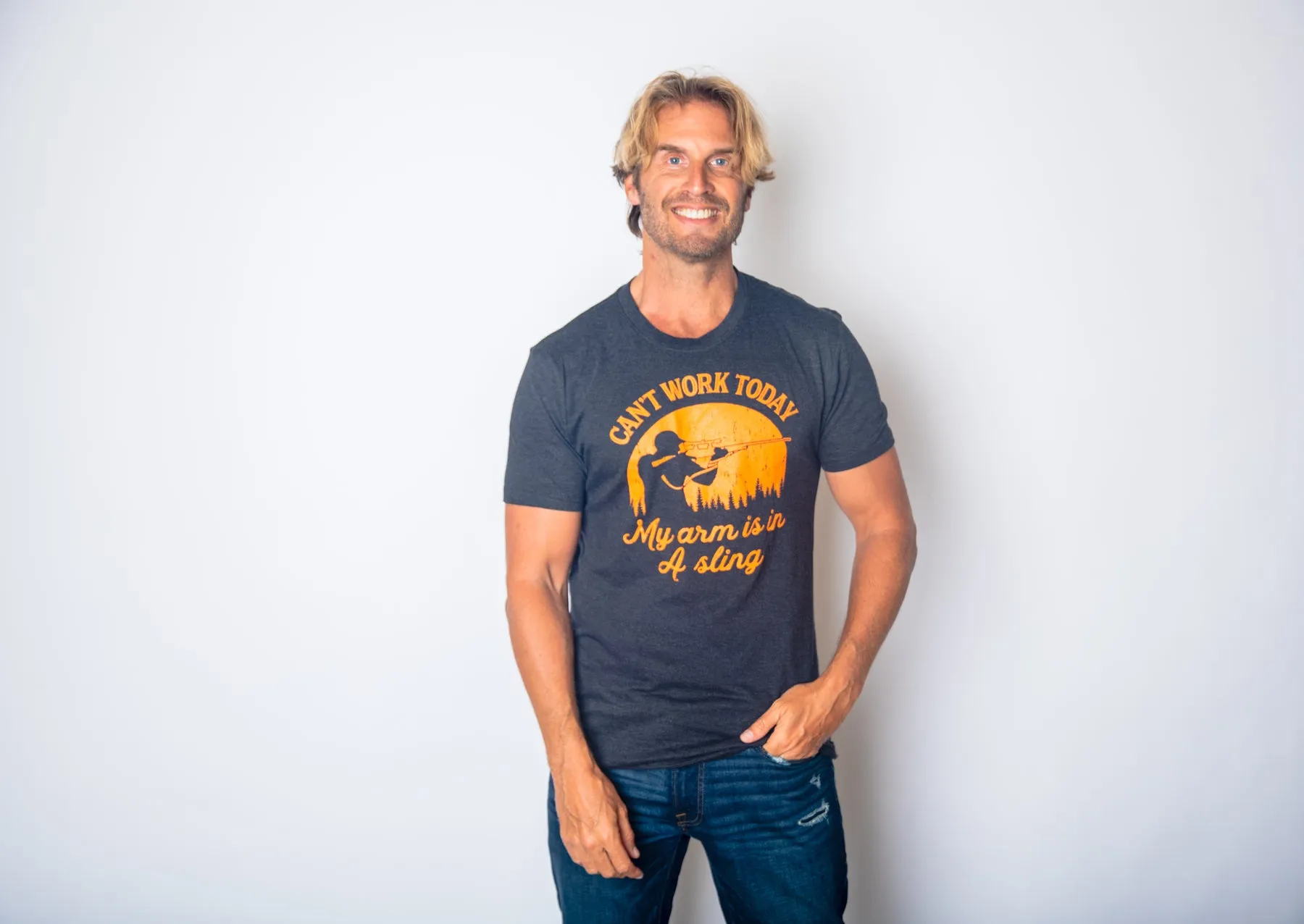 Can't Work Today My Arm Is In A Sling Men's T Shirt sold by Crazy Dog T-Shirts product image thumbnail 2