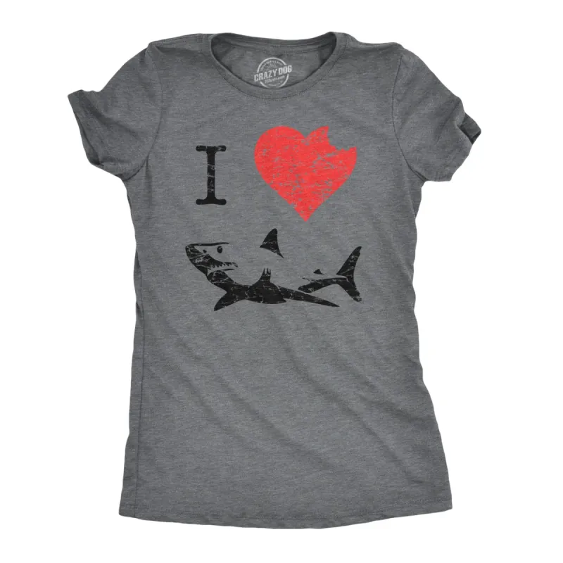 I Love Sharks Women's T Shirt sold by Crazy Dog T-Shirts