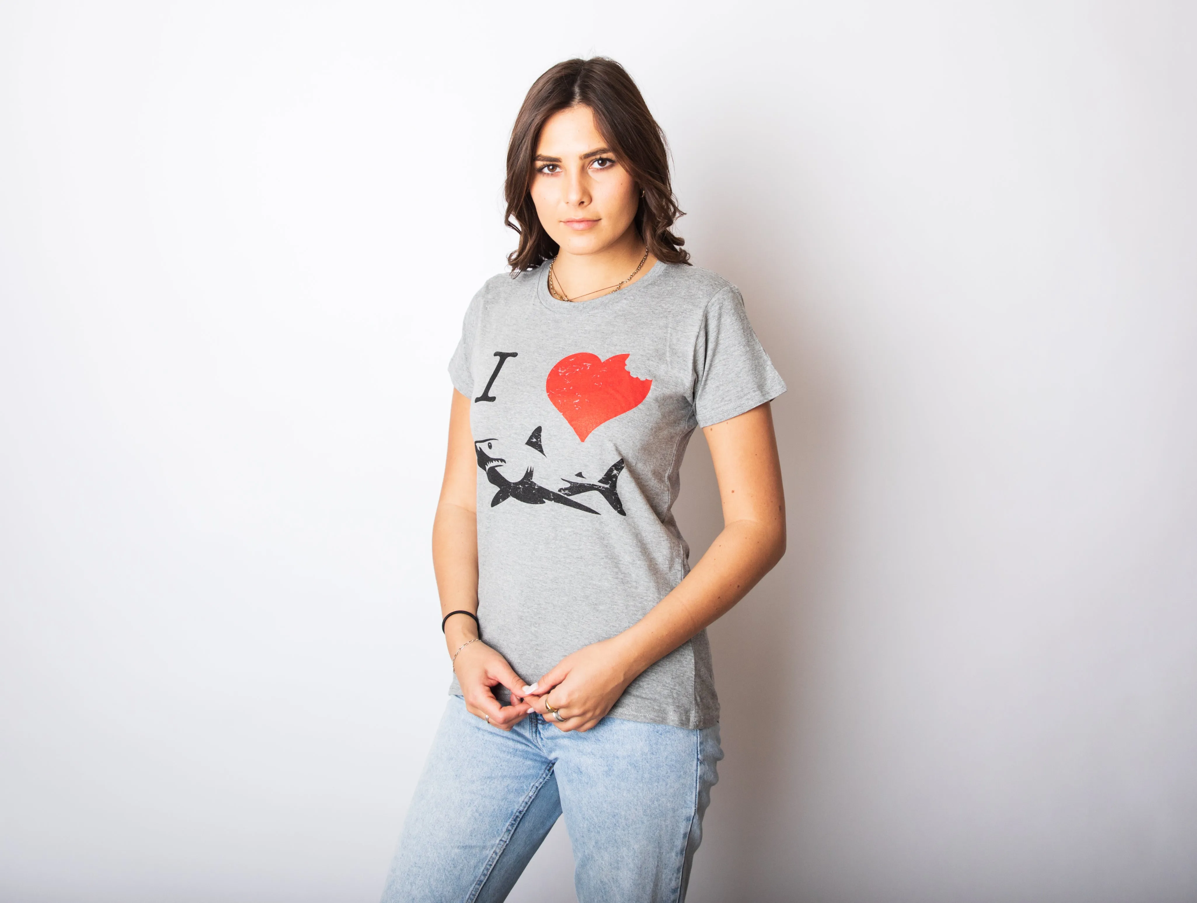 I Love Sharks Women's T Shirt sold by Crazy Dog T-Shirts product image thumbnail 3