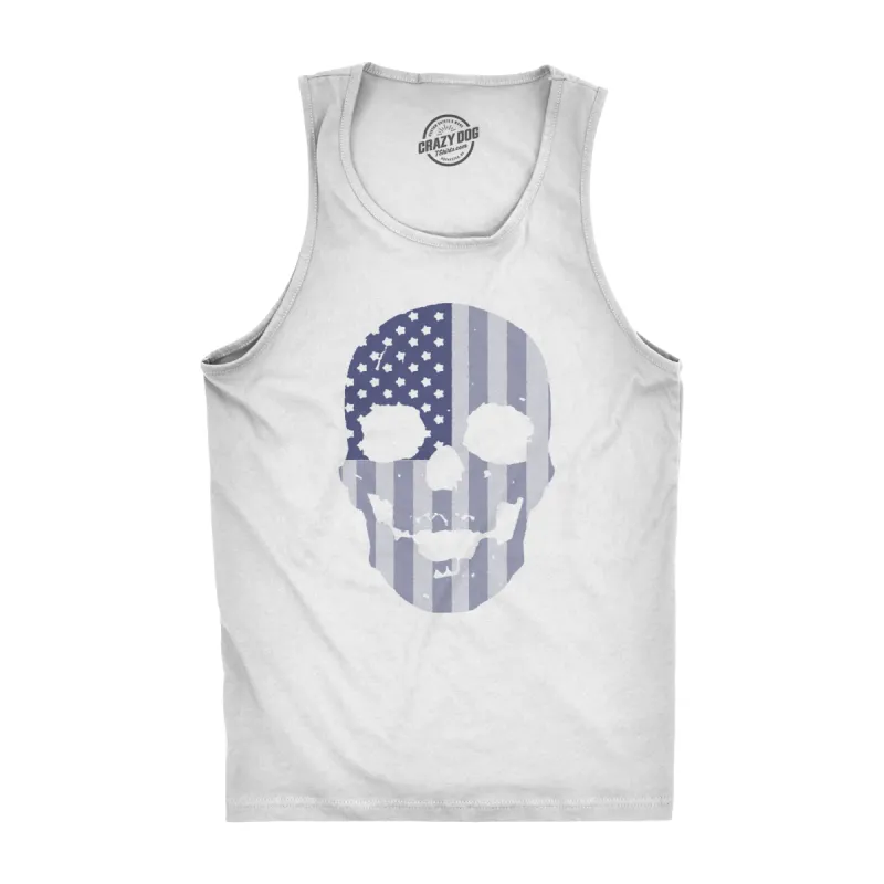 Flag Skull Men's Tank Top sold by Crazy Dog T-Shirts