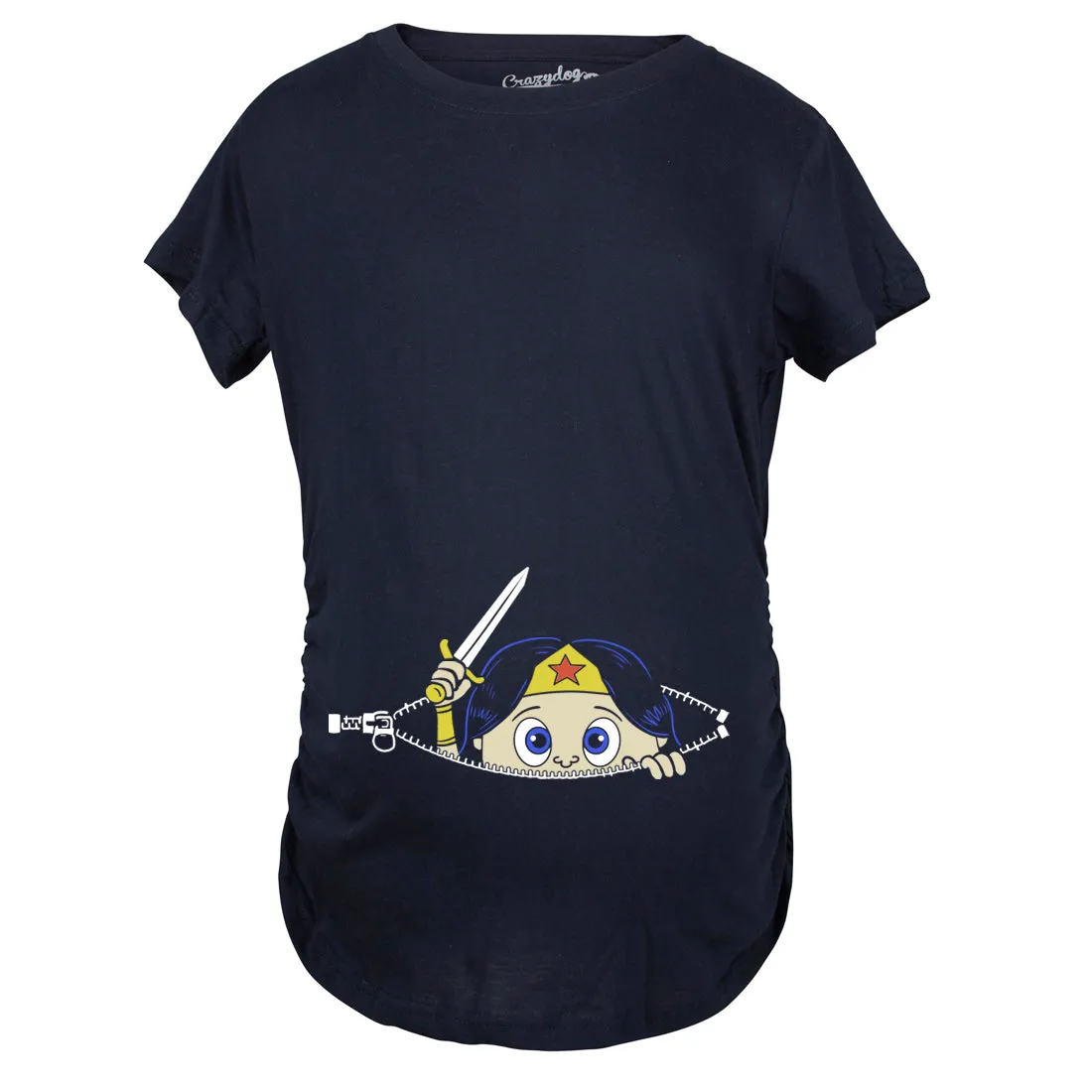 Peeking Warrior Woman Maternity T Shirt sold by Crazy Dog T-Shirts product image thumbnail 2