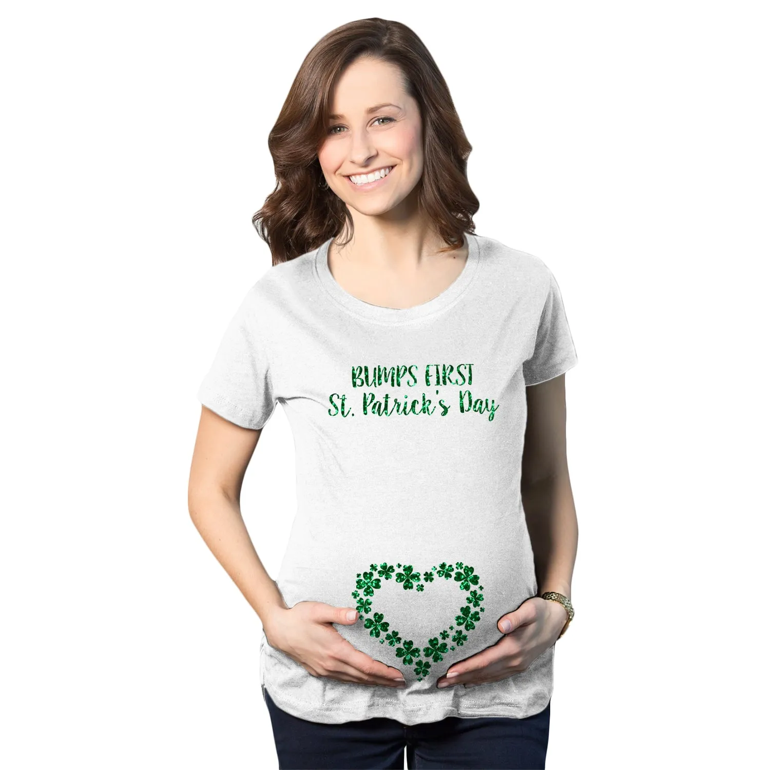 Bumps First St. Patrick’s Day Maternity T Shirt sold by Crazy Dog T-Shirts