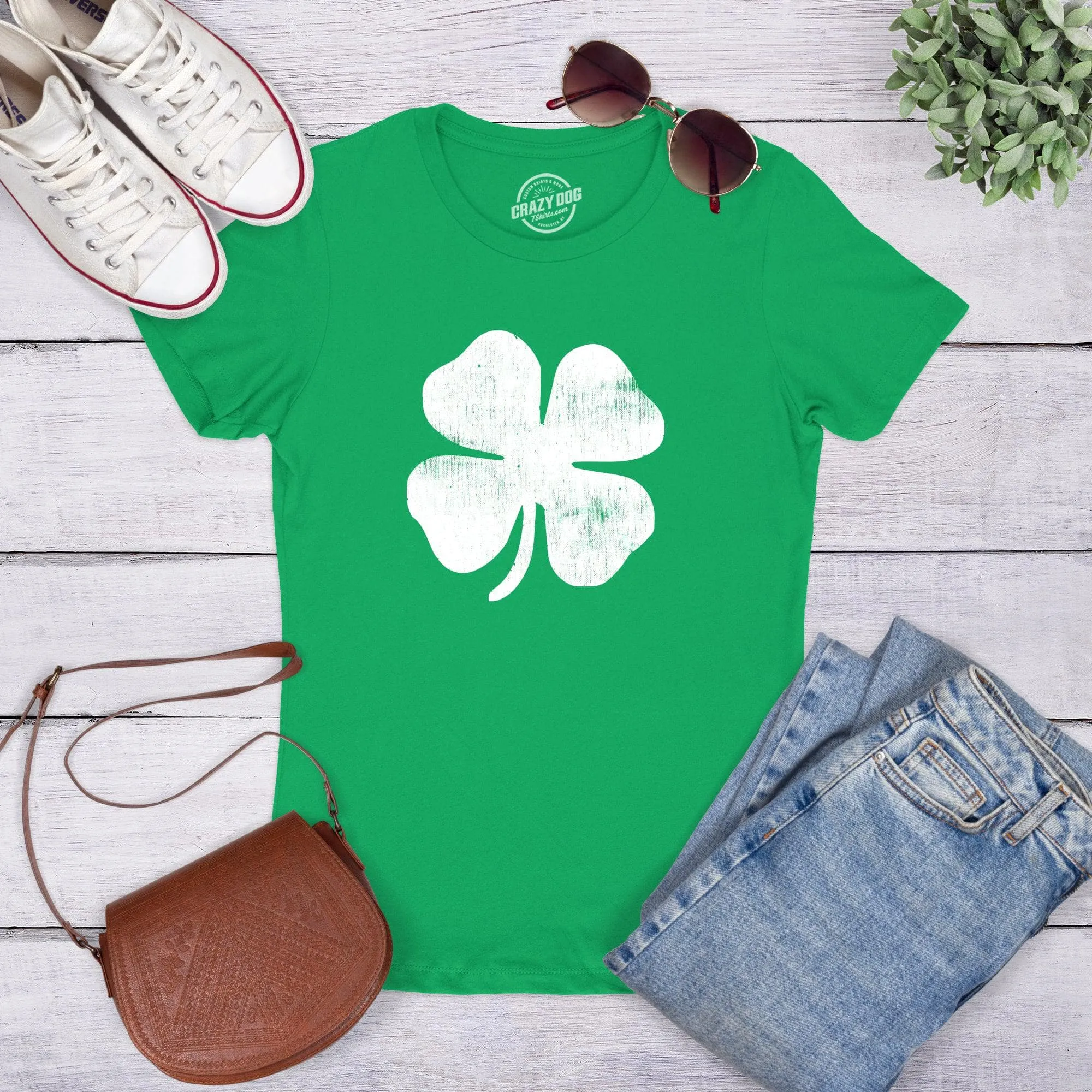 Four Leaf Clover Women's T Shirt sold by Crazy Dog T-Shirts product image thumbnail 3