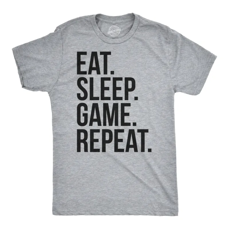 Eat Sleep Game Repeat Men's T Shirt sold by Crazy Dog T-Shirts
