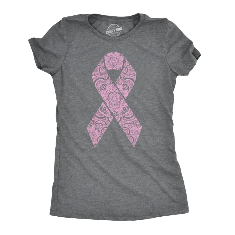 Floral Breast Cancer Ribbon Women's T Shirt sold by Crazy Dog T-Shirts